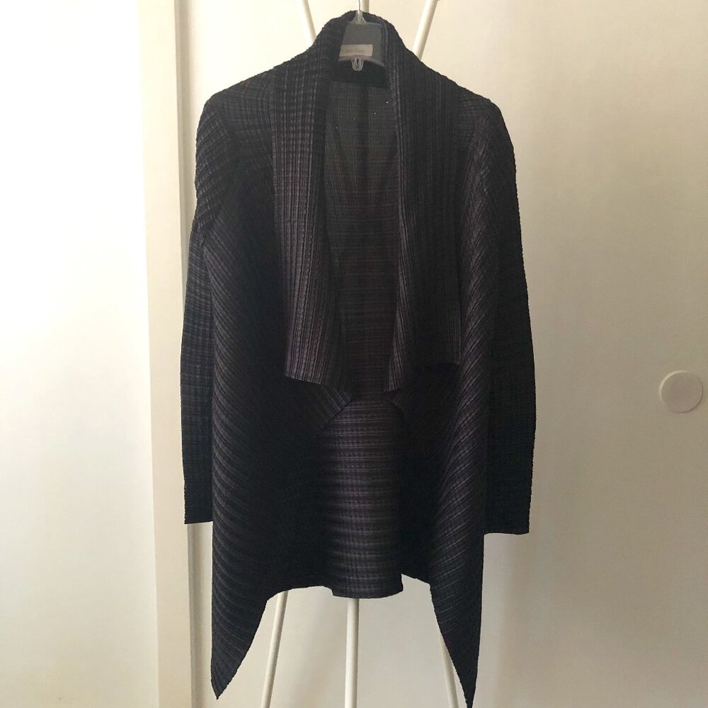 CALVIN KLEIN OPEN WATERFALL WAFFLE PLEATED CRINKLE TOPPER JACKET LAGENLOOK NWOT